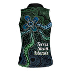 Torres Strait Islands Women Sleeveless Polo Shirt Indigenous Australian Marine Tribal Dot Art