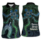 Torres Strait Islands Women Sleeveless Polo Shirt Indigenous Australian Marine Tribal Dot Art