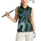 Torres Strait Islands Women Sleeveless Polo Shirt Indigenous Australian Marine Tribal Dot Art