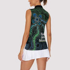 Torres Strait Islands Women Sleeveless Polo Shirt Indigenous Australian Marine Tribal Dot Art