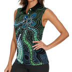 Torres Strait Islands Women Sleeveless Polo Shirt Indigenous Australian Marine Tribal Dot Art