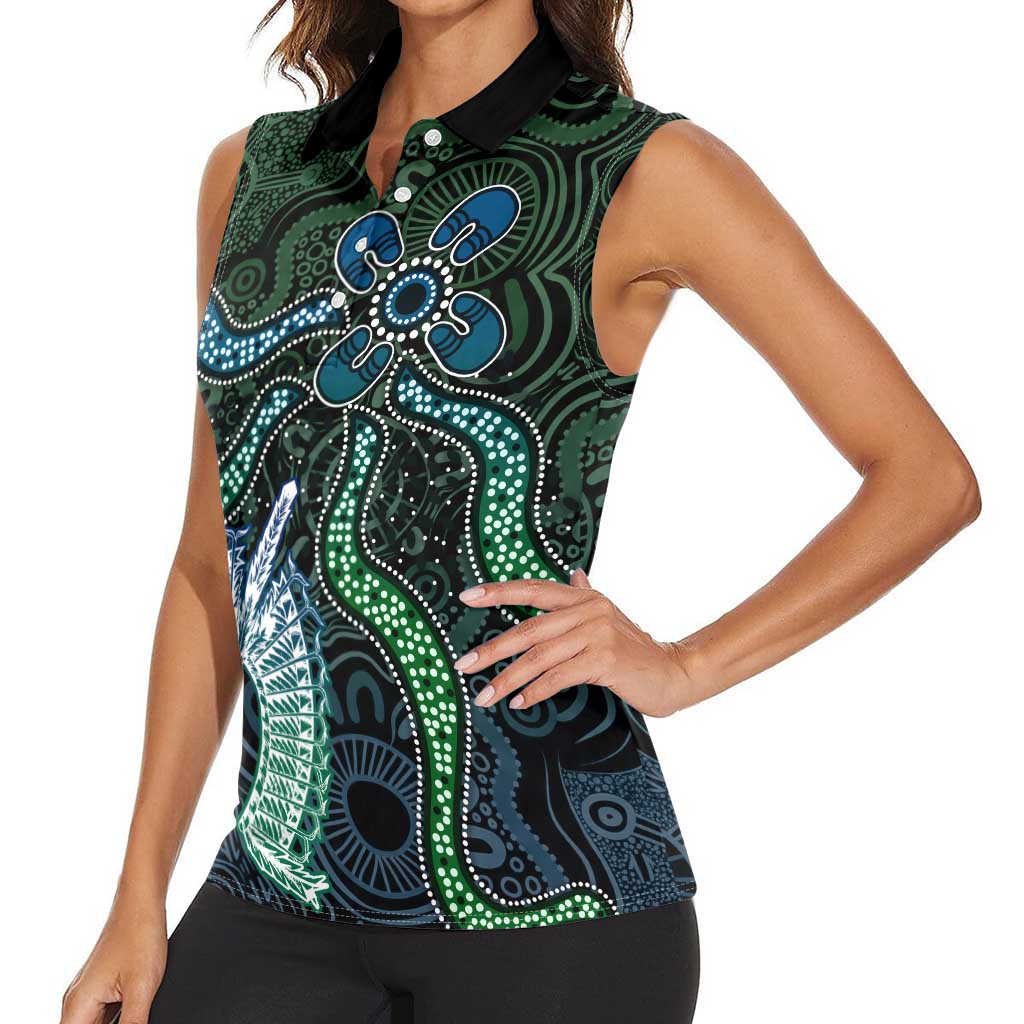 Torres Strait Islands Women Sleeveless Polo Shirt Indigenous Australian Marine Tribal Dot Art