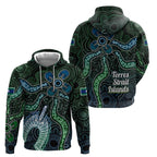 Torres Strait Islands Zip Hoodie Indigenous Australian Marine Tribal Dot Art