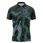 Torres Strait Islands Zipper Polo Shirt Indigenous Australian Marine Tribal Dot Art