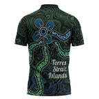 Torres Strait Islands Zipper Polo Shirt Indigenous Australian Marine Tribal Dot Art