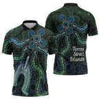Torres Strait Islands Zipper Polo Shirt Indigenous Australian Marine Tribal Dot Art