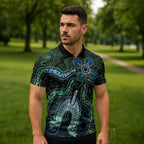 Torres Strait Islands Zipper Polo Shirt Indigenous Australian Marine Tribal Dot Art