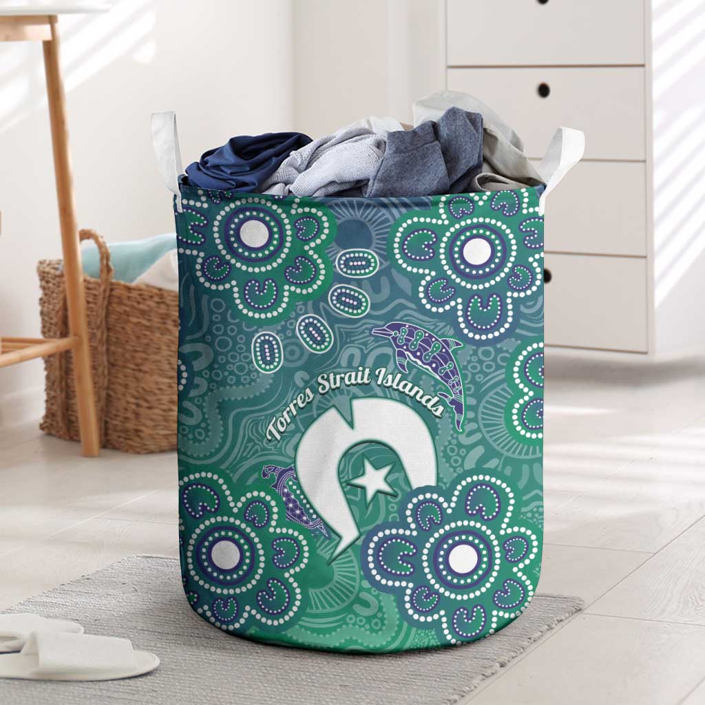 Sea Turtle Torres Strait Islands Laundry Basket Pacific Indigenous Australian Oceanic Dot Art