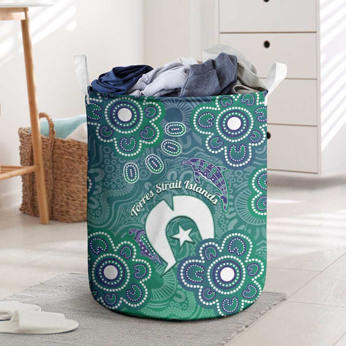 Sea Turtle Torres Strait Islands Laundry Basket Pacific Indigenous Australian Oceanic Dot Art