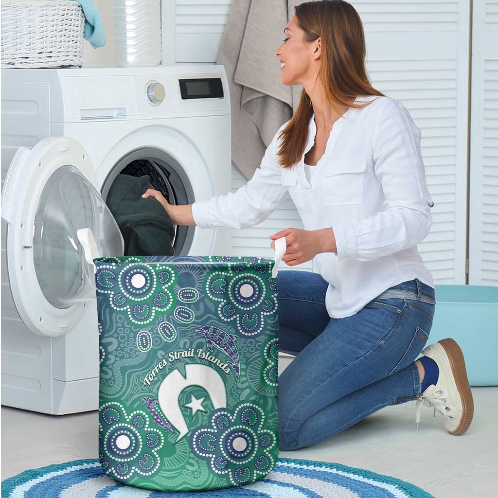Sea Turtle Torres Strait Islands Laundry Basket Pacific Indigenous Australian Oceanic Dot Art