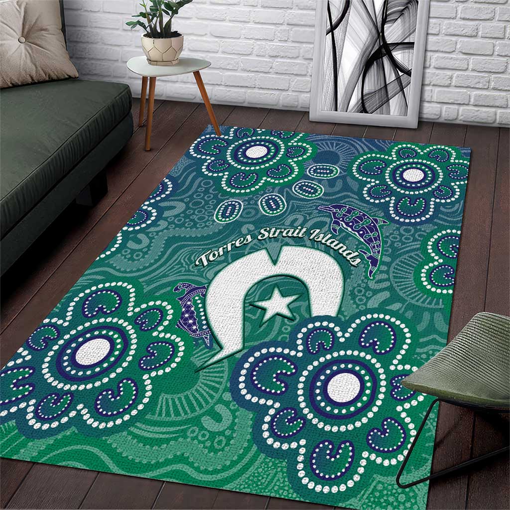 Sea Turtle Torres Strait Islands Area Rug Pacific Indigenous Australian Oceanic Dot Art