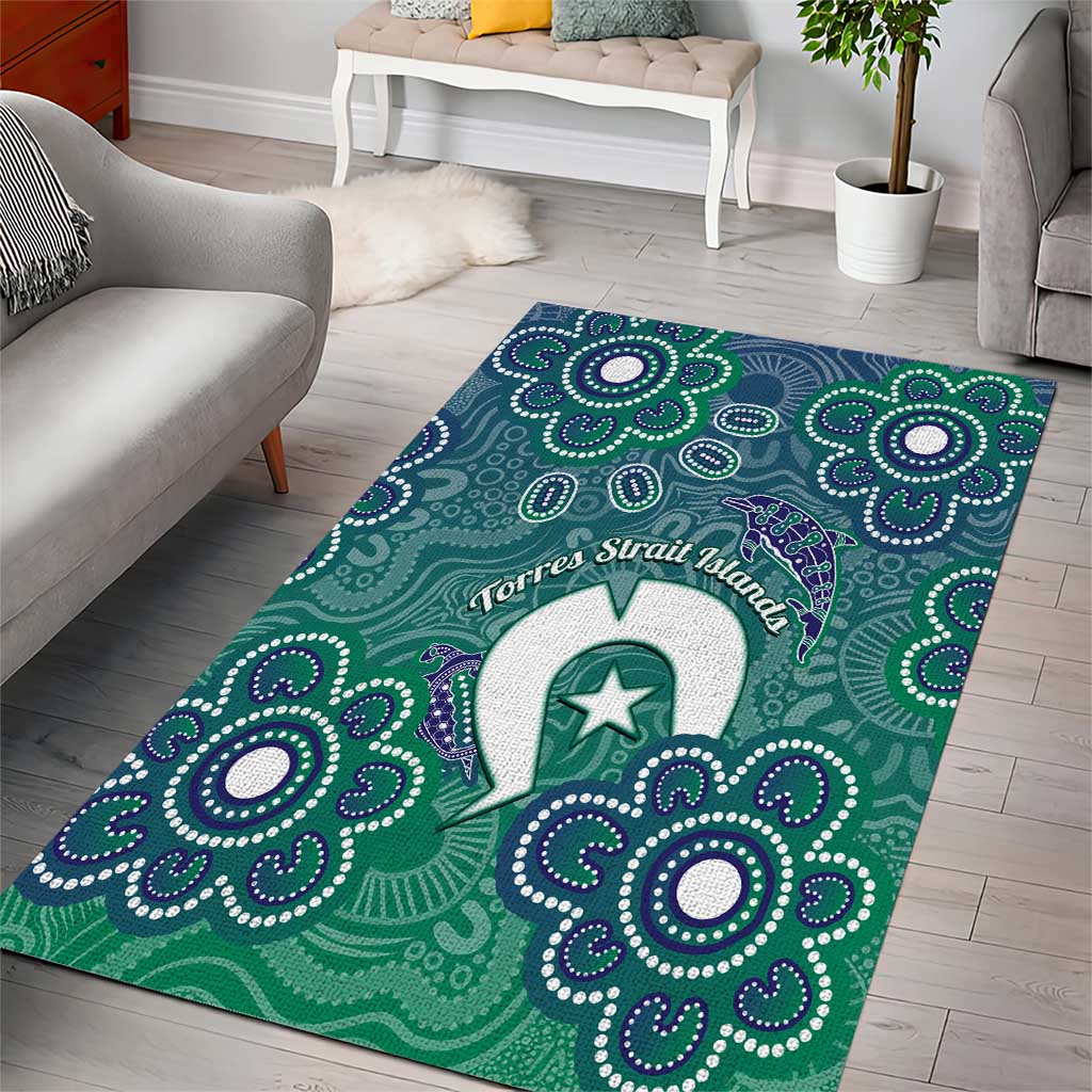 Sea Turtle Torres Strait Islands Area Rug Pacific Indigenous Australian Oceanic Dot Art