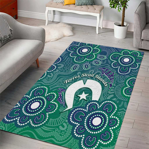 Sea Turtle Torres Strait Islands Area Rug Pacific Indigenous Australian Oceanic Dot Art
