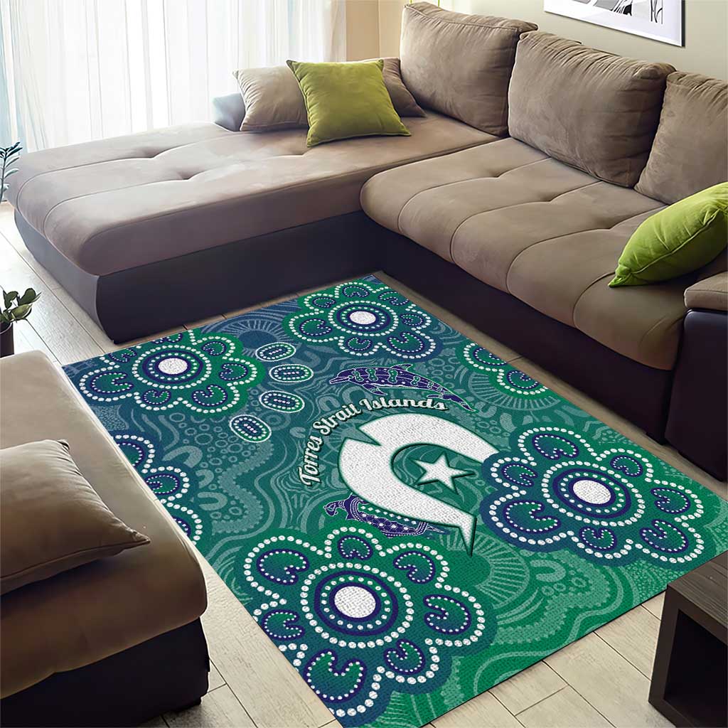 Sea Turtle Torres Strait Islands Area Rug Pacific Indigenous Australian Oceanic Dot Art