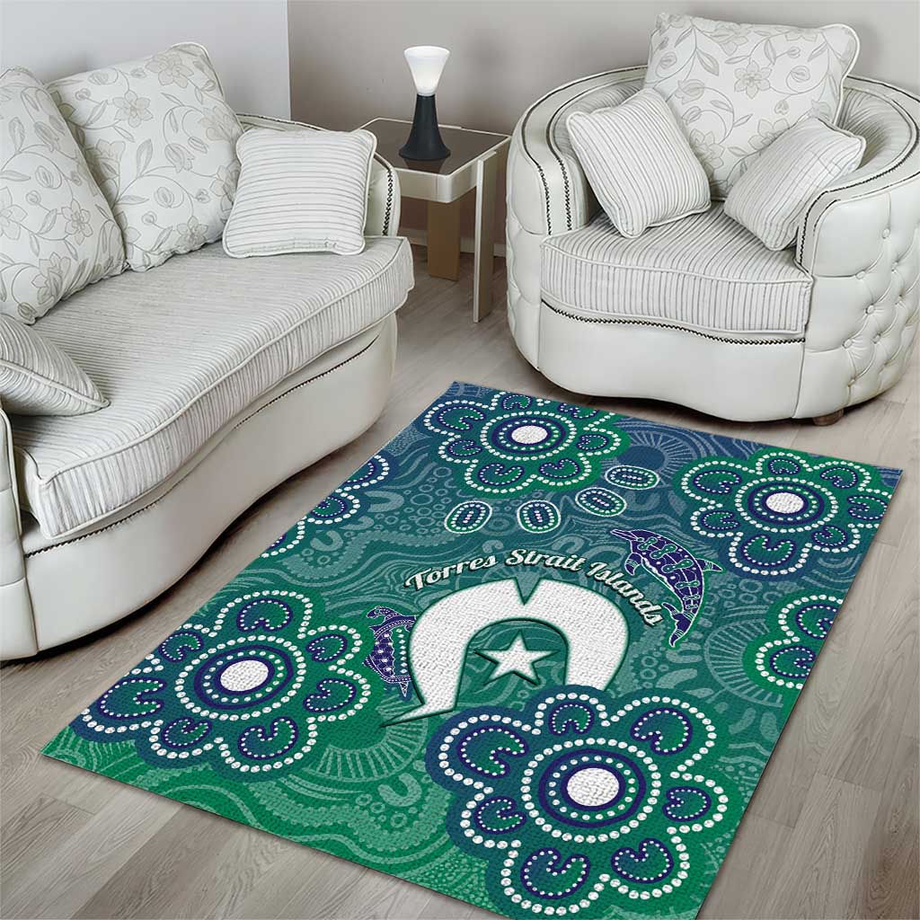 Sea Turtle Torres Strait Islands Area Rug Pacific Indigenous Australian Oceanic Dot Art