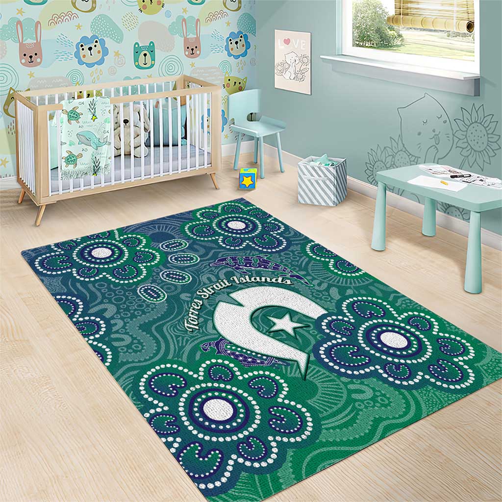 Sea Turtle Torres Strait Islands Area Rug Pacific Indigenous Australian Oceanic Dot Art