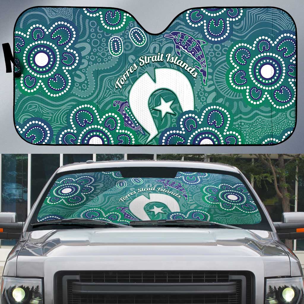 Sea Turtle Torres Strait Islands Auto Sun Shade Pacific Indigenous Australian Oceanic Dot Art