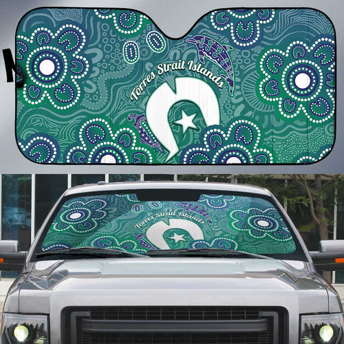 Sea Turtle Torres Strait Islands Auto Sun Shade Pacific Indigenous Australian Oceanic Dot Art