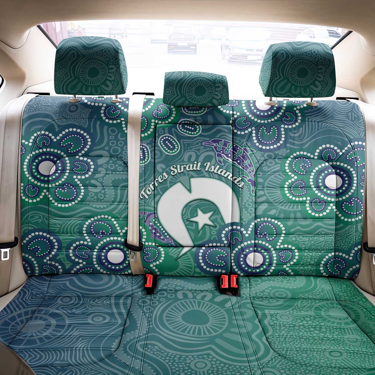 Sea Turtle Torres Strait Islands Back Car Seat Cover Pacific Indigenous Australian Oceanic Dot Art