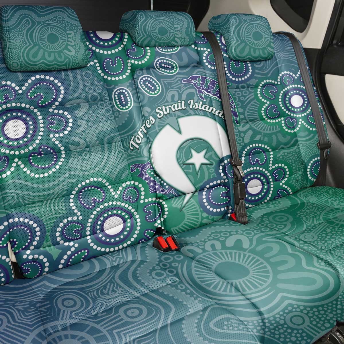 Sea Turtle Torres Strait Islands Back Car Seat Cover Pacific Indigenous Australian Oceanic Dot Art