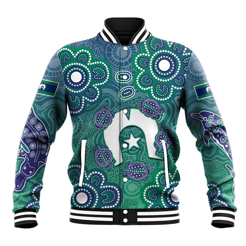 Sea Turtle Torres Strait Islands Baseball Jacket Pacific Indigenous Australian Oceanic Dot Art