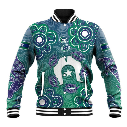 Sea Turtle Torres Strait Islands Baseball Jacket Pacific Indigenous Australian Oceanic Dot Art