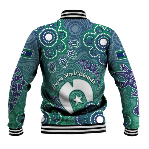 Sea Turtle Torres Strait Islands Baseball Jacket Pacific Indigenous Australian Oceanic Dot Art