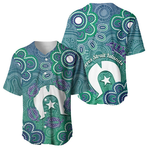 Sea Turtle Torres Strait Islands Baseball Jersey Pacific Indigenous Australian Oceanic Dot Art