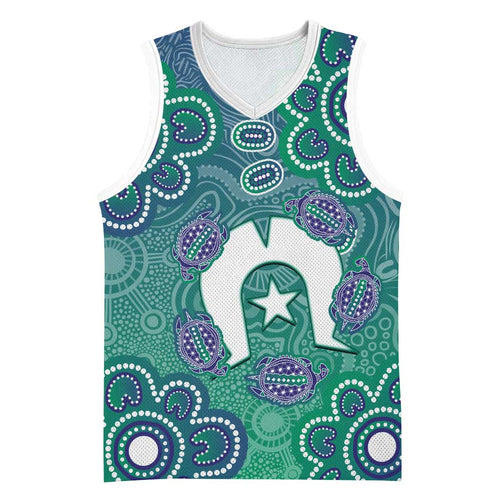 Sea Turtle Torres Strait Islands Basketball Jersey Pacific Indigenous Australian Oceanic Dot Art