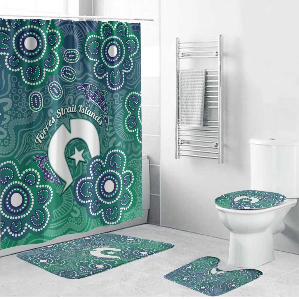 Sea Turtle Torres Strait Islands Bathroom Set Pacific Indigenous Australian Oceanic Dot Art