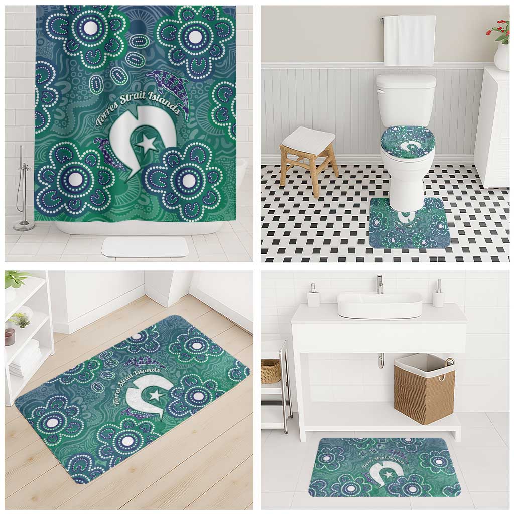 Sea Turtle Torres Strait Islands Bathroom Set Pacific Indigenous Australian Oceanic Dot Art