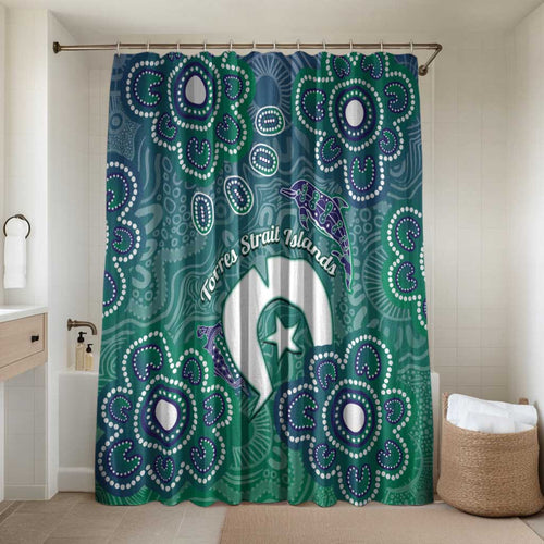 Sea Turtle Torres Strait Islands Bathroom Set Pacific Indigenous Australian Oceanic Dot Art