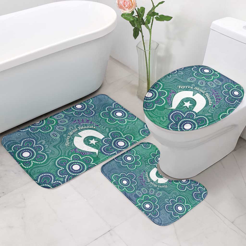 Sea Turtle Torres Strait Islands Bathroom Set Pacific Indigenous Australian Oceanic Dot Art