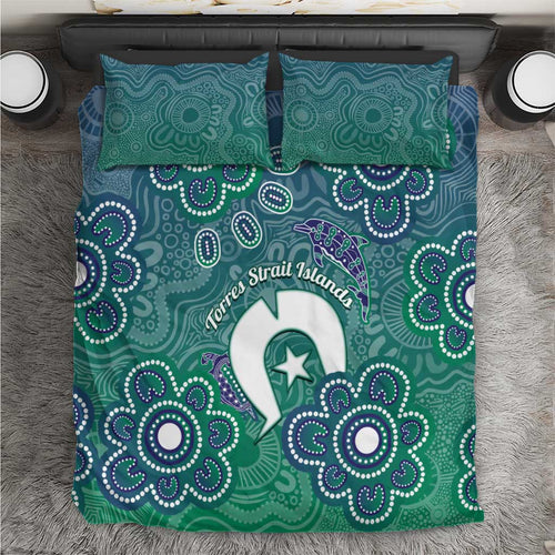 Sea Turtle Torres Strait Islands Bedding Set Pacific Indigenous Australian Oceanic Dot Art