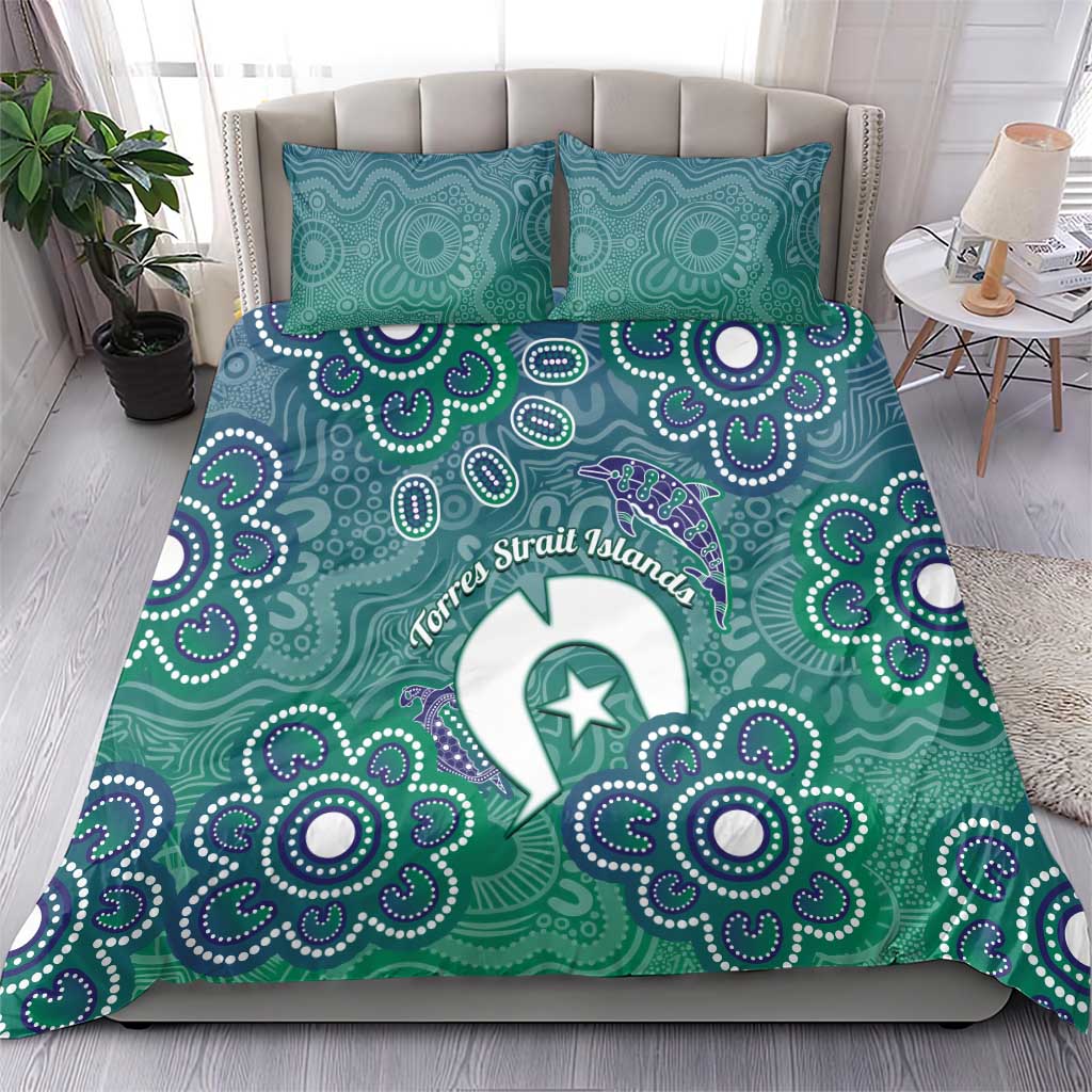 Sea Turtle Torres Strait Islands Bedding Set Pacific Indigenous Australian Oceanic Dot Art
