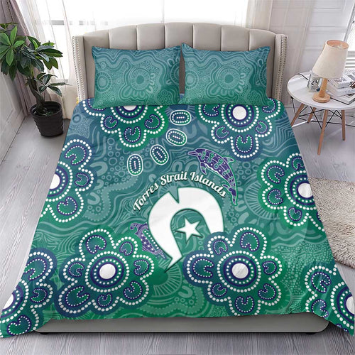 Sea Turtle Torres Strait Islands Bedding Set Pacific Indigenous Australian Oceanic Dot Art