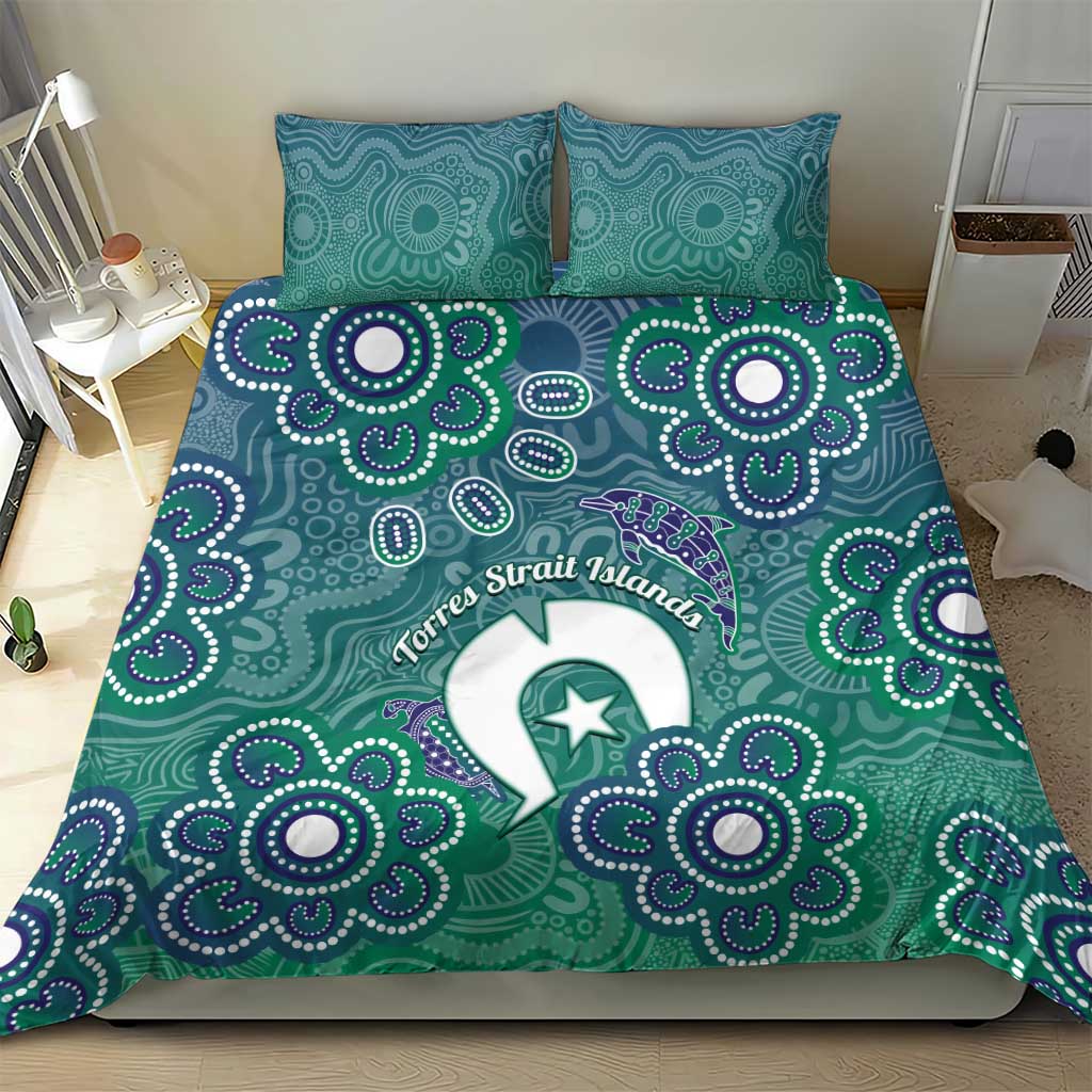 Sea Turtle Torres Strait Islands Bedding Set Pacific Indigenous Australian Oceanic Dot Art
