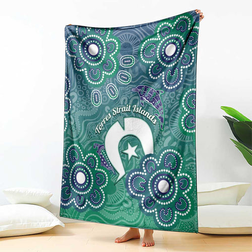 Sea Turtle Torres Strait Islands Blanket Pacific Indigenous Australian Oceanic Dot Art
