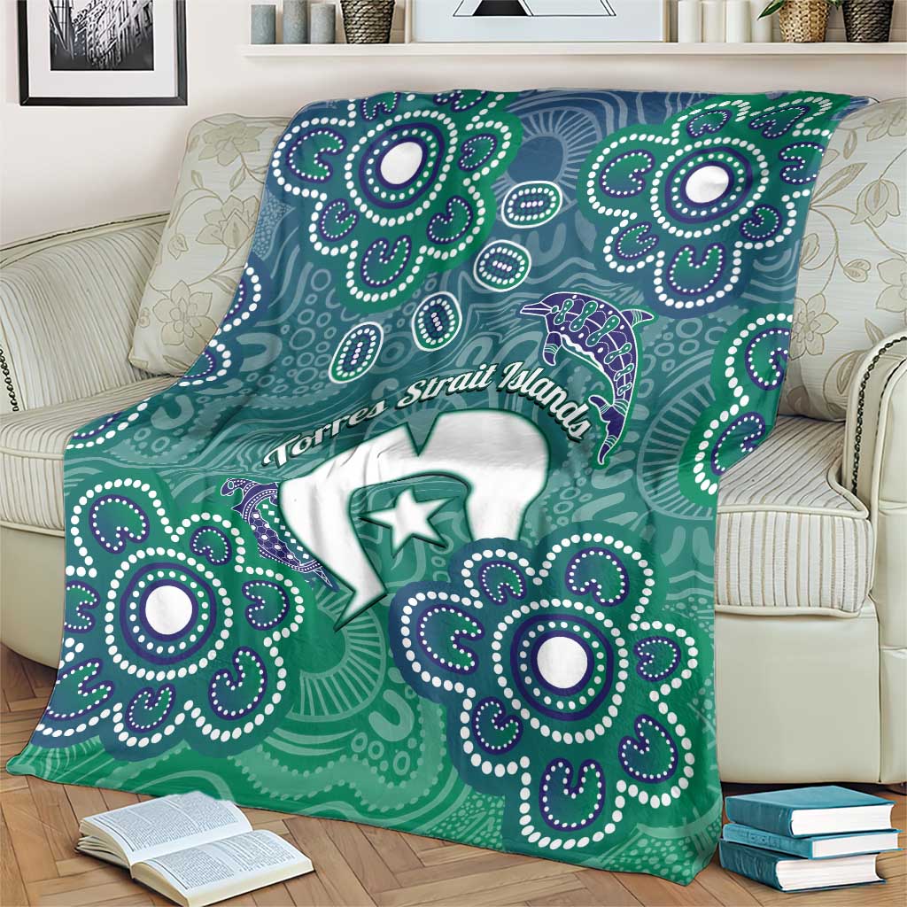Sea Turtle Torres Strait Islands Blanket Pacific Indigenous Australian Oceanic Dot Art