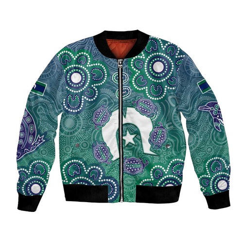 Sea Turtle Torres Strait Islands Bomber Jacket Pacific Indigenous Australian Oceanic Dot Art