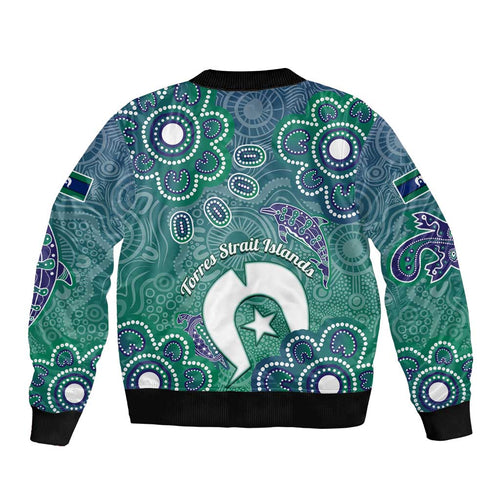 Sea Turtle Torres Strait Islands Bomber Jacket Pacific Indigenous Australian Oceanic Dot Art