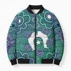 Sea Turtle Torres Strait Islands Bomber Puffer Jacket Pacific Indigenous Australian Oceanic Dot Art