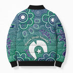 Sea Turtle Torres Strait Islands Bomber Puffer Jacket Pacific Indigenous Australian Oceanic Dot Art