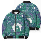 Sea Turtle Torres Strait Islands Bomber Puffer Jacket Pacific Indigenous Australian Oceanic Dot Art
