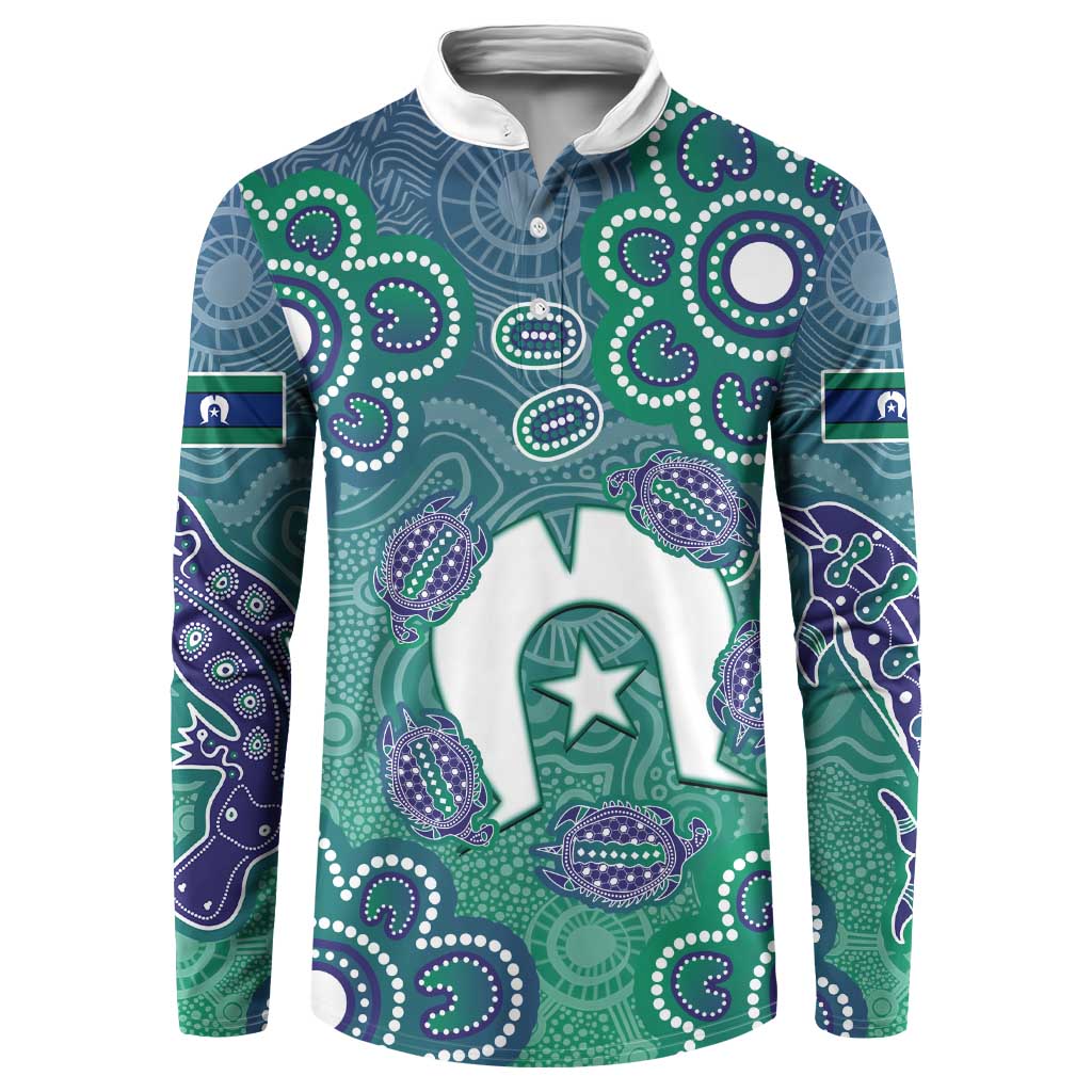 Sea Turtle Torres Strait Islands Button Sweatshirt Pacific Indigenous Australian Oceanic Dot Art