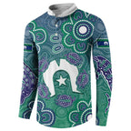 Sea Turtle Torres Strait Islands Button Sweatshirt Pacific Indigenous Australian Oceanic Dot Art