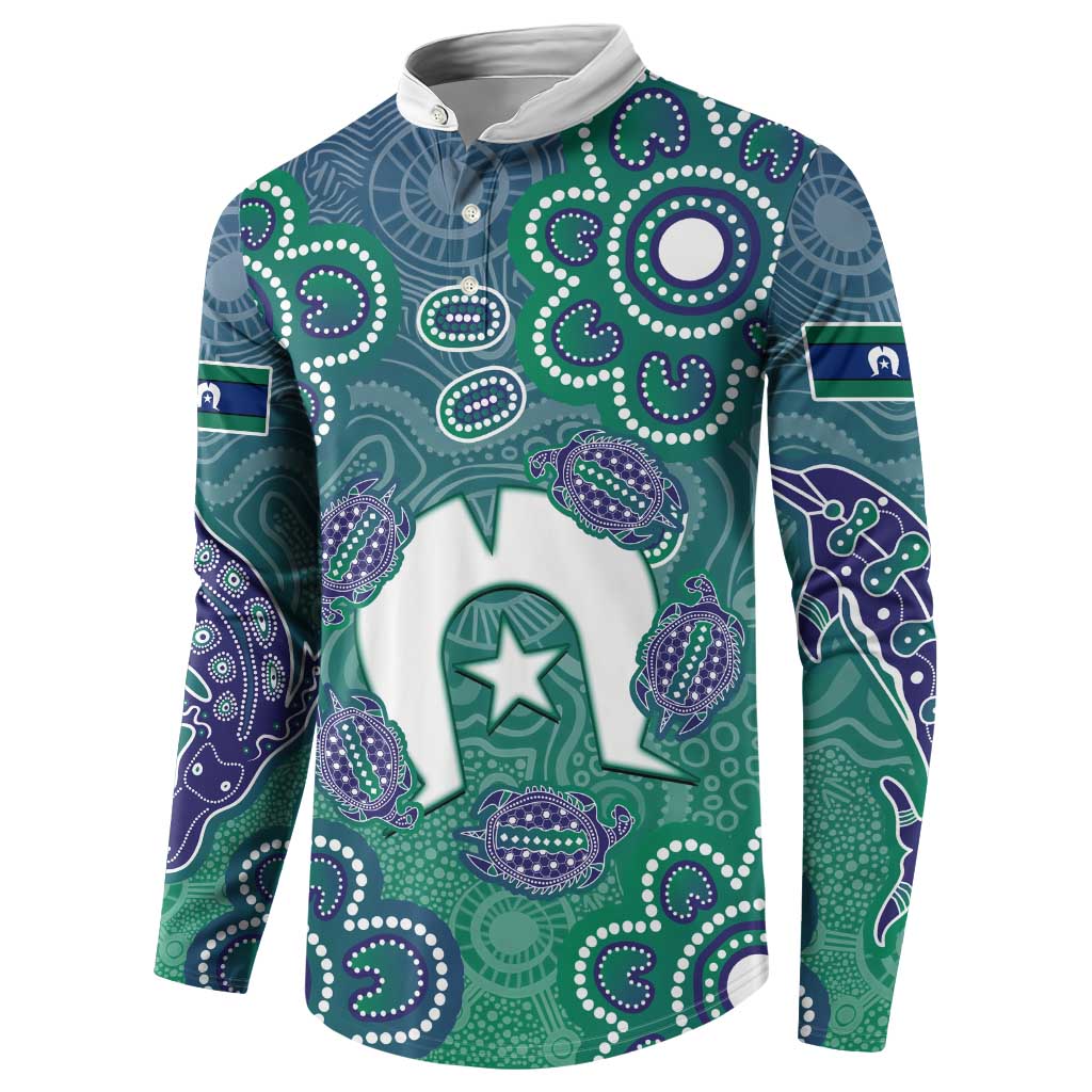 Sea Turtle Torres Strait Islands Button Sweatshirt Pacific Indigenous Australian Oceanic Dot Art