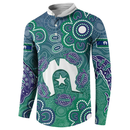 Sea Turtle Torres Strait Islands Button Sweatshirt Pacific Indigenous Australian Oceanic Dot Art