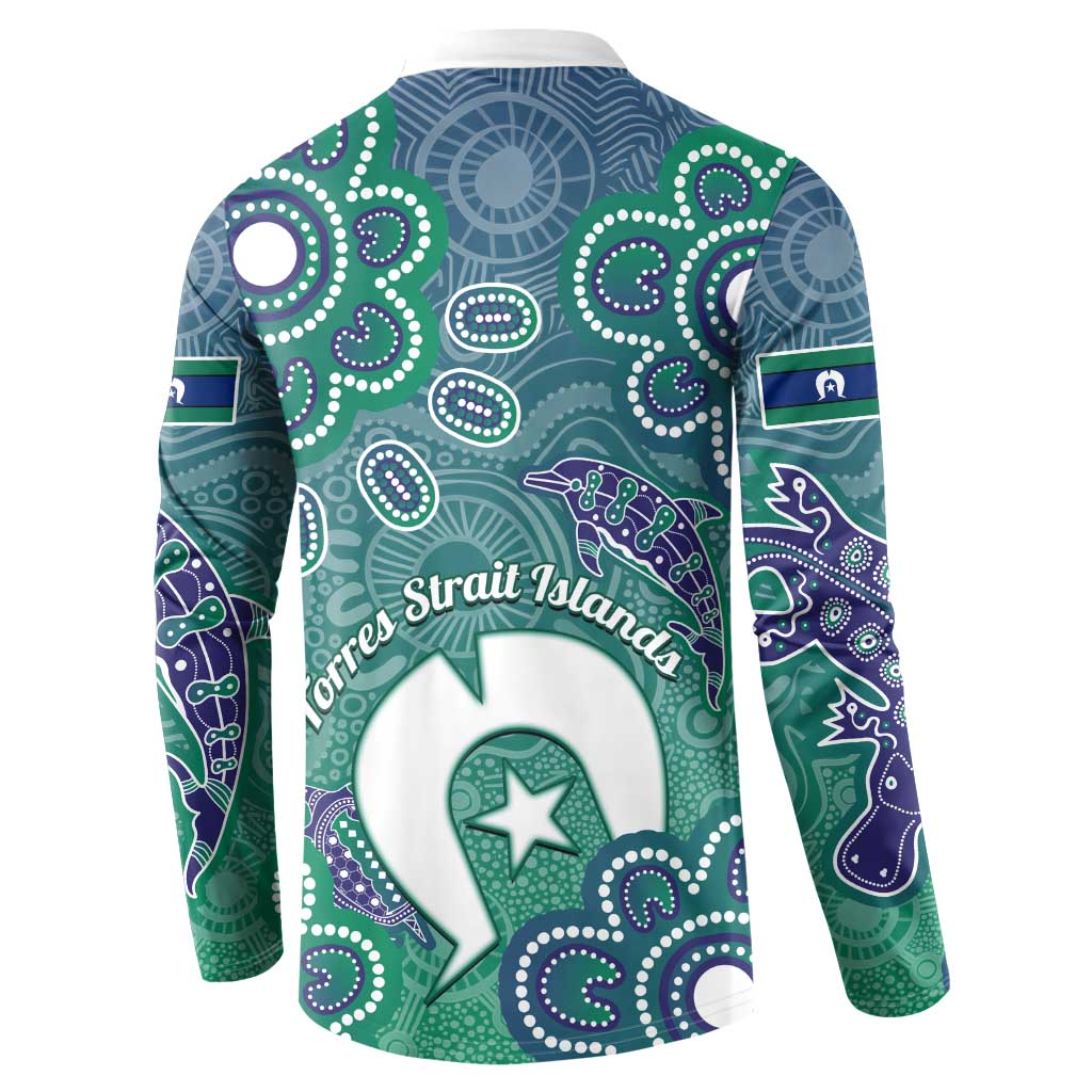 Sea Turtle Torres Strait Islands Button Sweatshirt Pacific Indigenous Australian Oceanic Dot Art