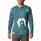 Sea Turtle Torres Strait Islands Button Sweatshirt Pacific Indigenous Australian Oceanic Dot Art
